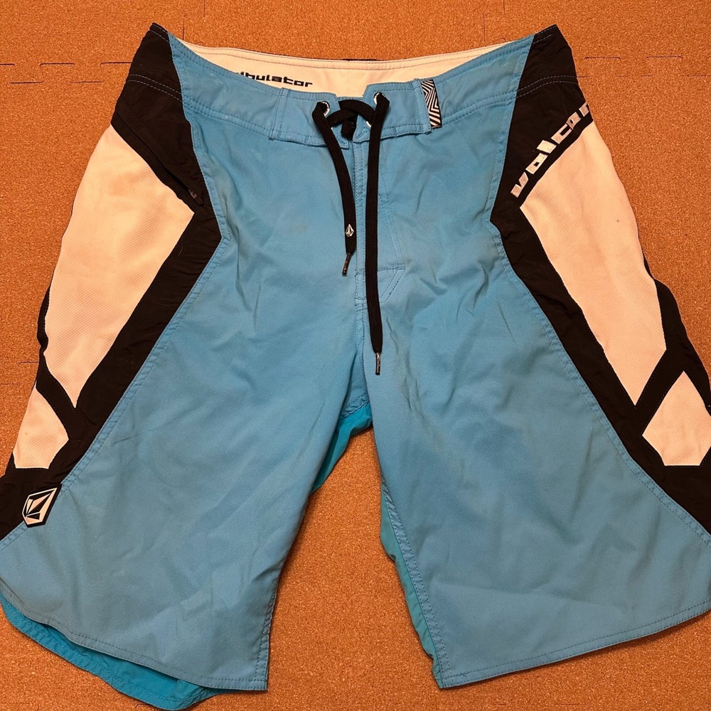 Volcom Board Shorts Men 34 Blue Modulator Swim Trunks Colorblock Surfing Nylon